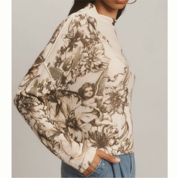 🖼️ Pilcro Alani 100% Cashmere Mock-Neck Sweater Jumper Anthropologie - Picture 4 of 9